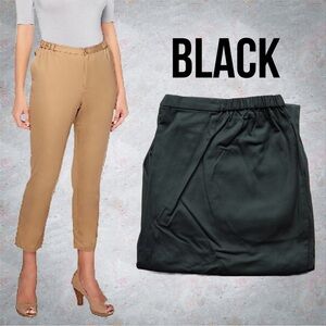 Linea by Louis Dell'Olio Cotton Sateen Ankle Pants, NWT 26W Black A254640